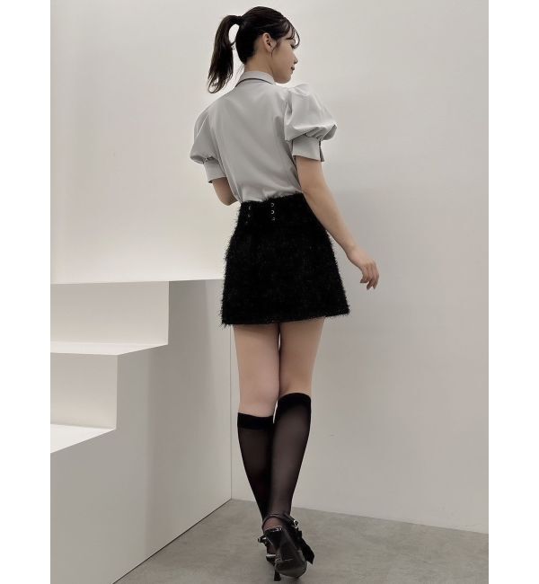 dazzlin「レースアップラメシャギーミニスカート」|スカート|