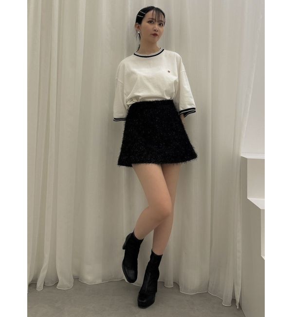 dazzlin「レースアップラメシャギーミニスカート」|スカート|