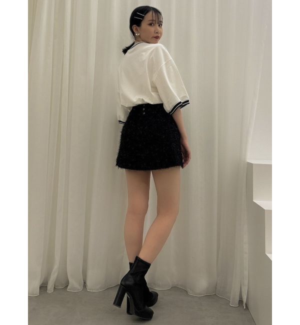 dazzlin「レースアップラメシャギーミニスカート」|スカート|