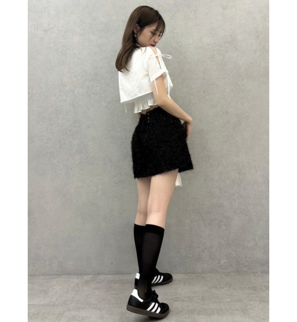 dazzlin「レースアップラメシャギーミニスカート」|スカート|