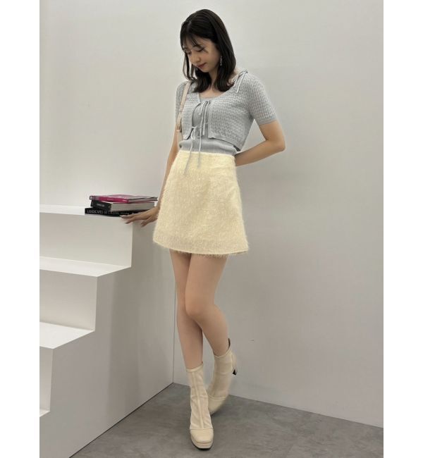 dazzlin「レースアップラメシャギーミニスカート」|スカート|