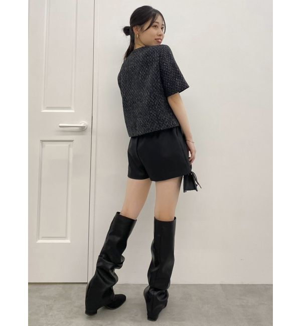 dazzlin「ハーフスリーブツイードシェイプジャケット」|ノーカラージャケット|