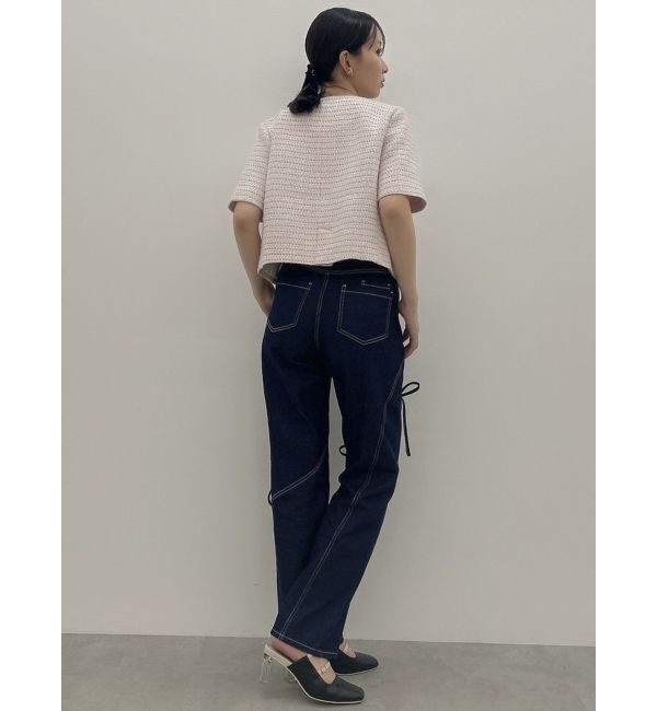 dazzlin「ハーフスリーブツイードシェイプジャケット」|ノーカラージャケット|