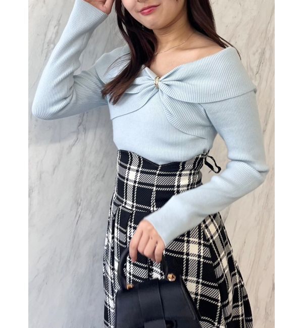 dazzlin「ツイストパーツニットトップス」|ニット・セーター|ブルー