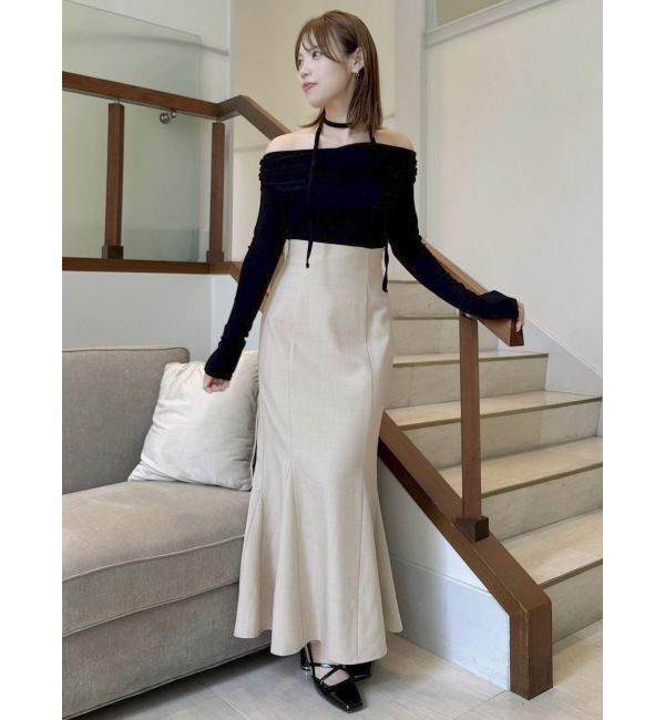 dazzlin「チョーカー付きオフショルドレープ長袖トップス」|Tシャツ・カットソー|