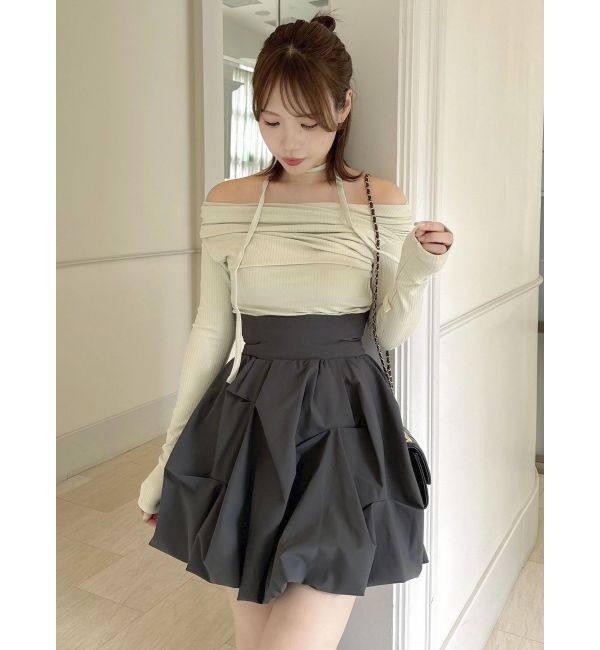 dazzlin「チョーカー付きオフショルドレープ長袖トップス」|Tシャツ・カットソー|