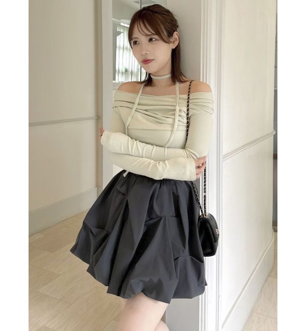 dazzlin「チョーカー付きオフショルドレープ長袖トップス」|Tシャツ・カットソー|