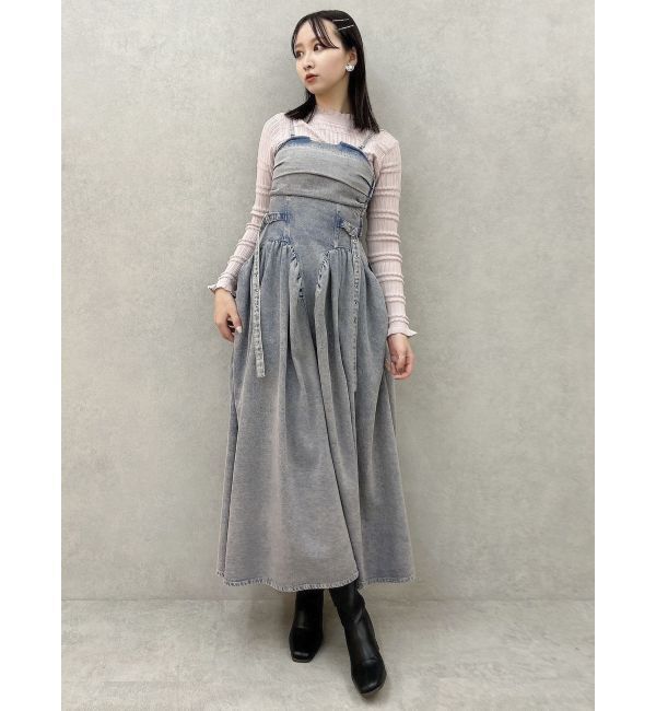 dazzlin「デニムベルトギャザーキャミワンピース」|ワンピース|