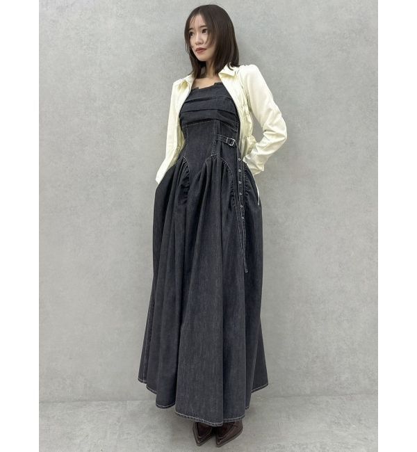 dazzlin「デニムベルトギャザーキャミワンピース」|ワンピース|