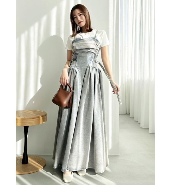 dazzlin「デニムベルトギャザーキャミワンピース」|ワンピース|