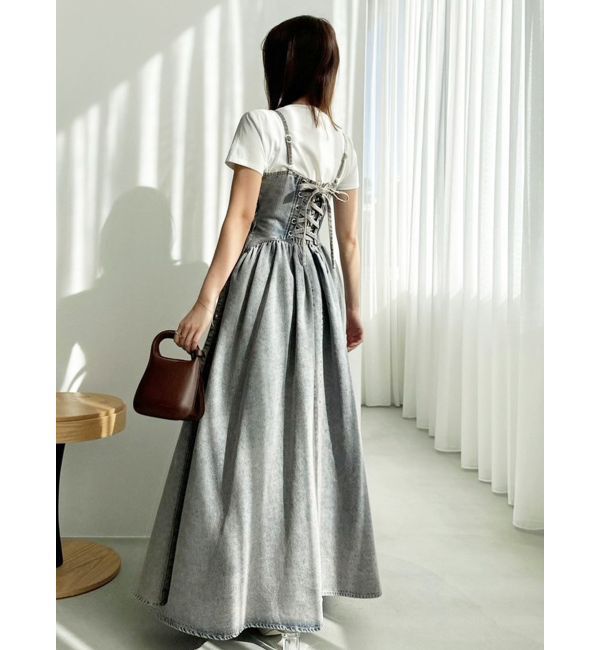 dazzlin「デニムベルトギャザーキャミワンピース」|ワンピース|