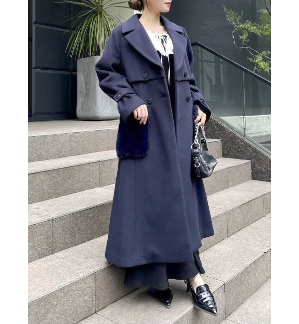 dazzlin「ポケファートレンチコート」|トレンチコート|ネイビー