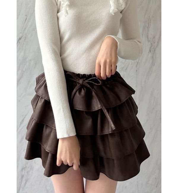 dazzlin「フリルミニスカートⅡ」|スカート|ブラウン