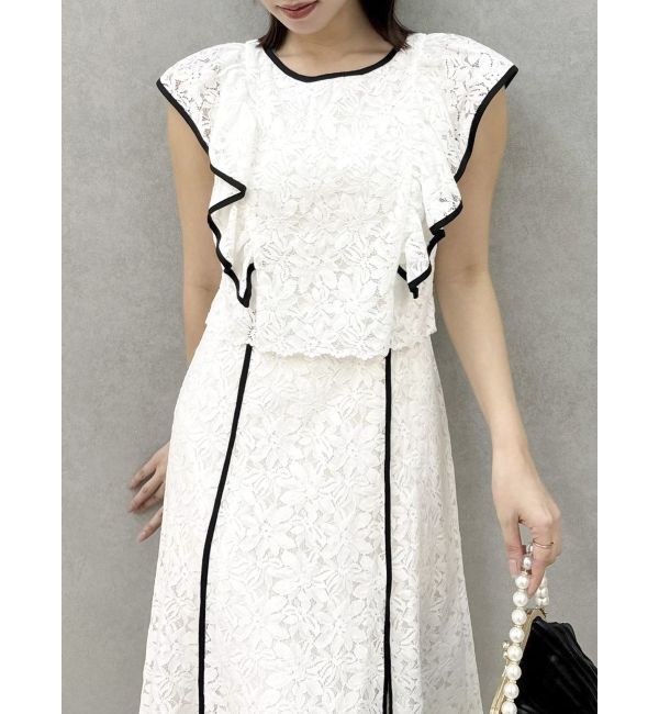 dazzlin「バックリボンパイピングレースドレス」|ワンピース|