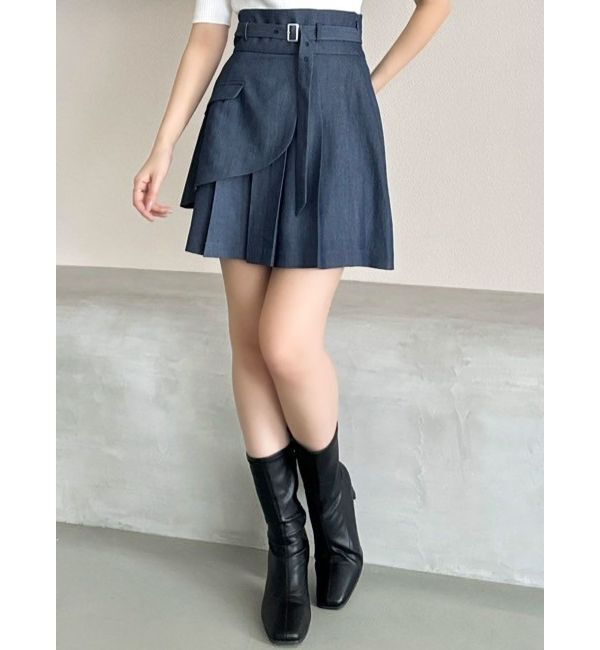 dazzlin「レイヤードプリーツミニスカート」|スカート|ネイビー
