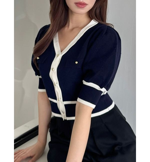 dazzlin「半袖マリンカーデトップス」|カーディガン|