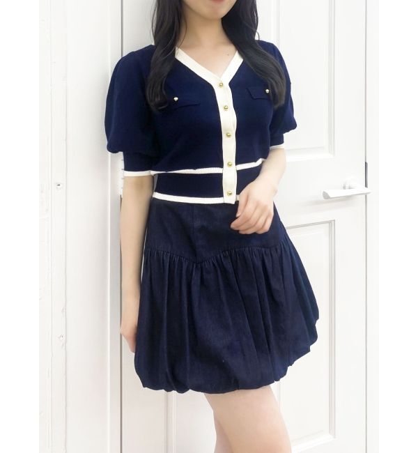 dazzlin「半袖マリンカーデトップス」|カーディガン|