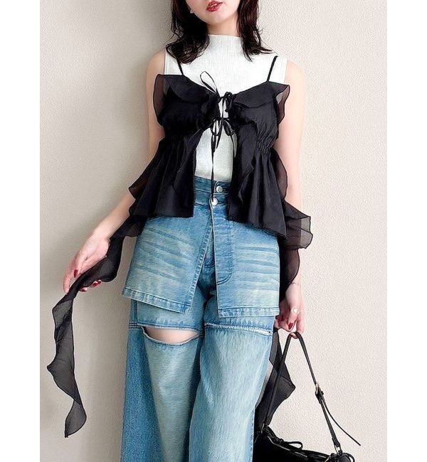 dazzlin「2WAYフルイドペプラムビスチェ」|キャミソール|ブラック