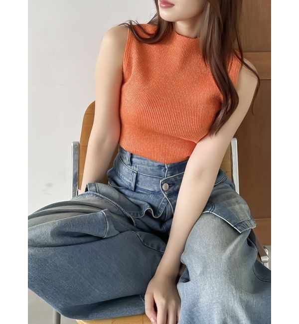 dazzlin「コンパクトノースリラメニットトップス」|ニット・セーター|