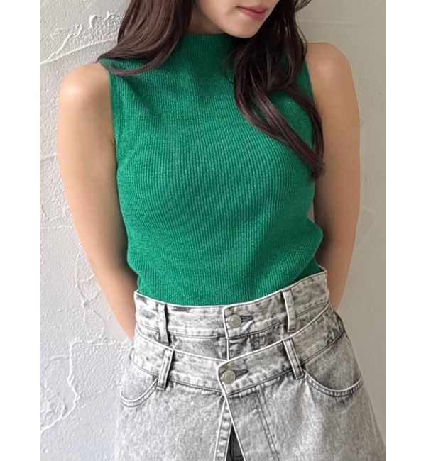 dazzlin「コンパクトノースリラメニットトップス」|ニット・セーター|