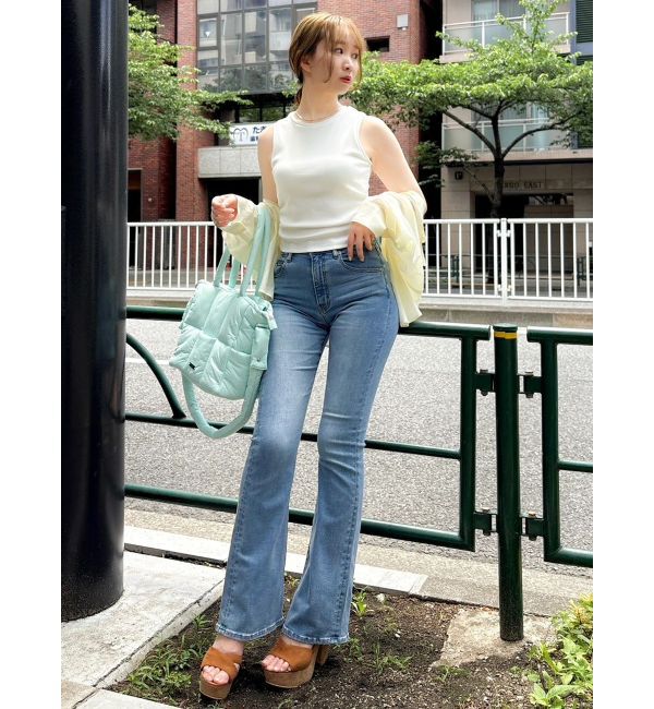 dazzlin「【吉田朱里】メイクアップフレアデニムパンツ」|デニム|