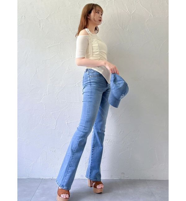 dazzlin「【吉田朱里】メイクアップフレアデニムパンツ」|デニム|