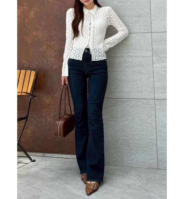 dazzlin「【吉田朱里】メイクアップフレアデニムパンツ」|デニム|