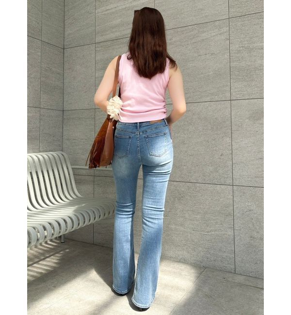 dazzlin「【吉田朱里】メイクアップフレアデニムパンツ」|デニム|