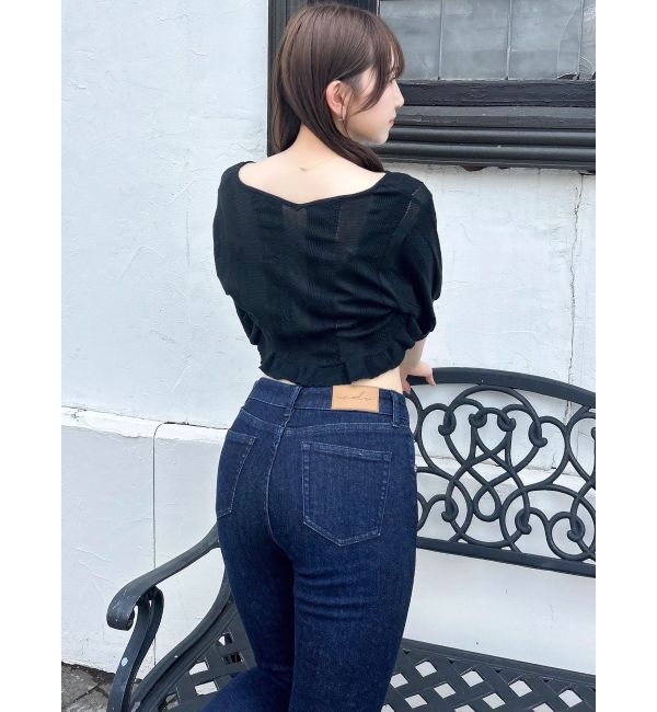 dazzlin「【吉田朱里】メイクアップフレアデニムパンツ」|デニム|