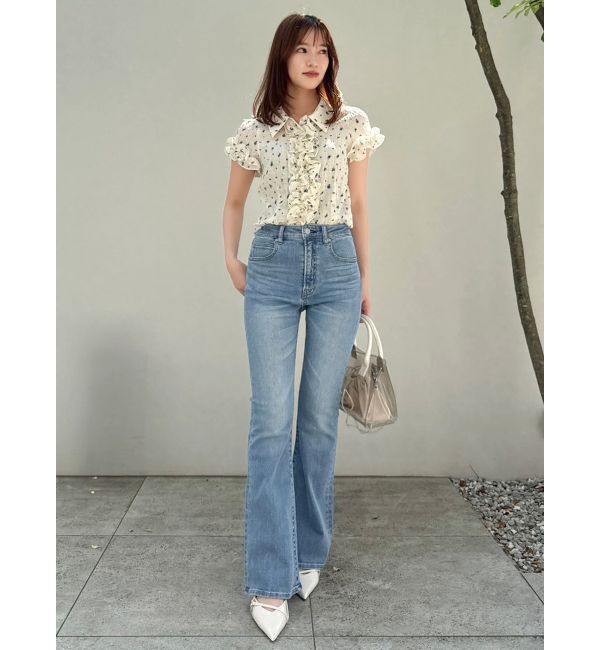 dazzlin「【吉田朱里】メイクアップフレアデニムパンツ」|デニム|