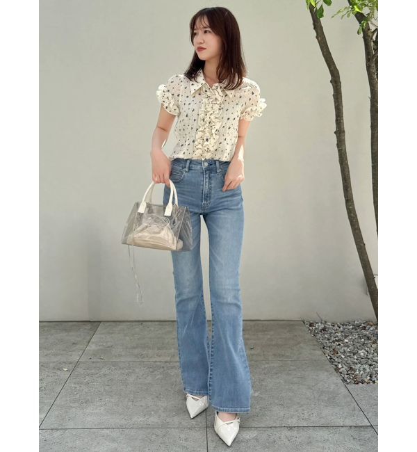 dazzlin「【吉田朱里】メイクアップフレアデニムパンツ」|デニム|