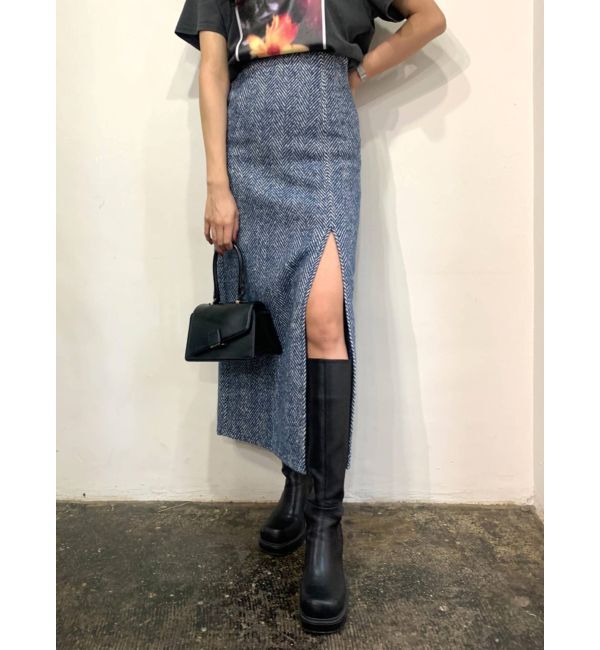 EMODA「【WEB限定】スリットマキシスカート」|スカート|ブルー