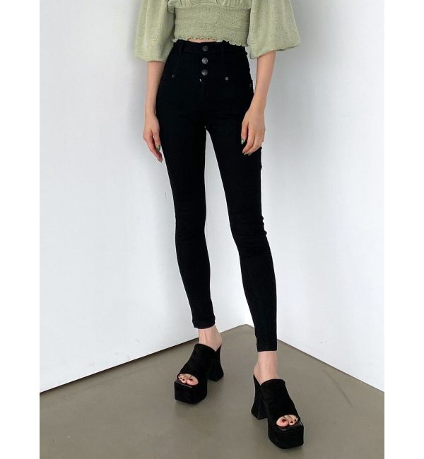 EMODA「【ELDER】NUDEハイウエストデニム」|デニム|ブラック