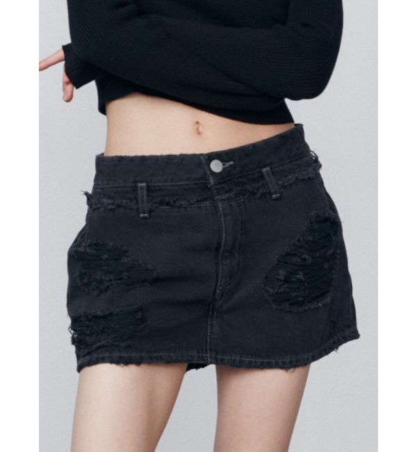 EMODA「レイヤーリップドデニムミニスカート」|スカート|