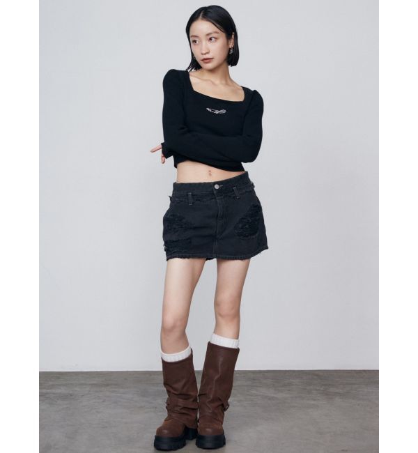 EMODA「レイヤーリップドデニムミニスカート」|スカート|