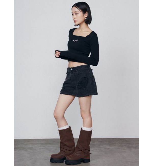 EMODA「レイヤーリップドデニムミニスカート」|スカート|