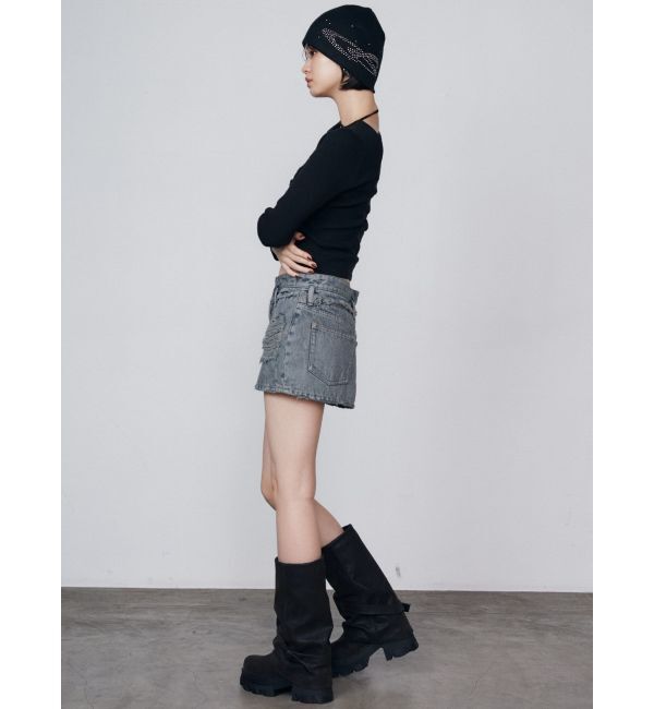 EMODA「レイヤーリップドデニムミニスカート」|スカート|