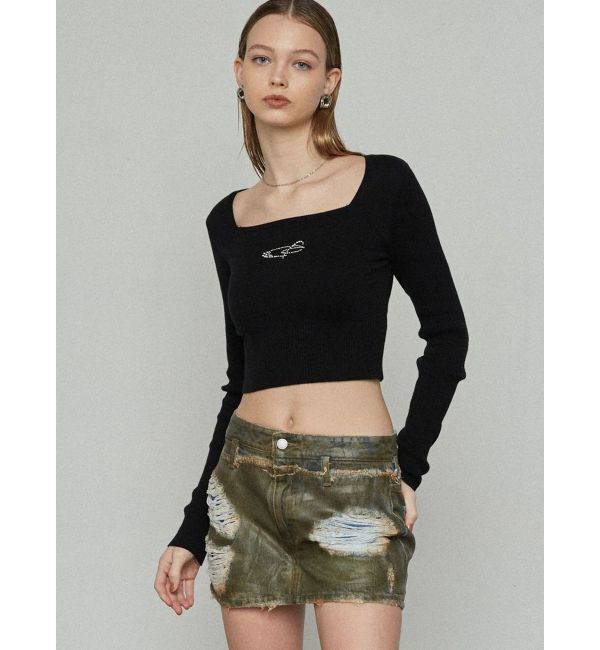 EMODA「レイヤーリップドデニムミニスカート」|スカート|