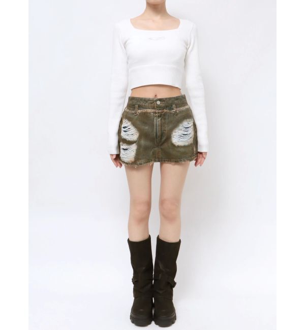 EMODA「レイヤーリップドデニムミニスカート」|スカート|