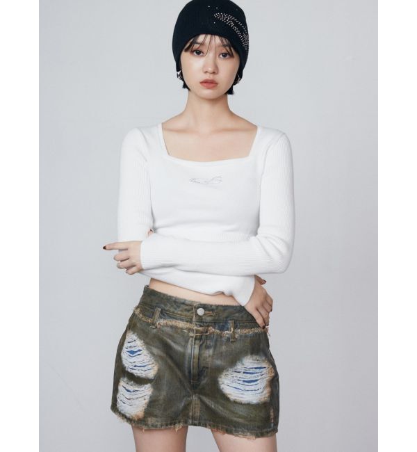 EMODA「レイヤーリップドデニムミニスカート」|スカート|