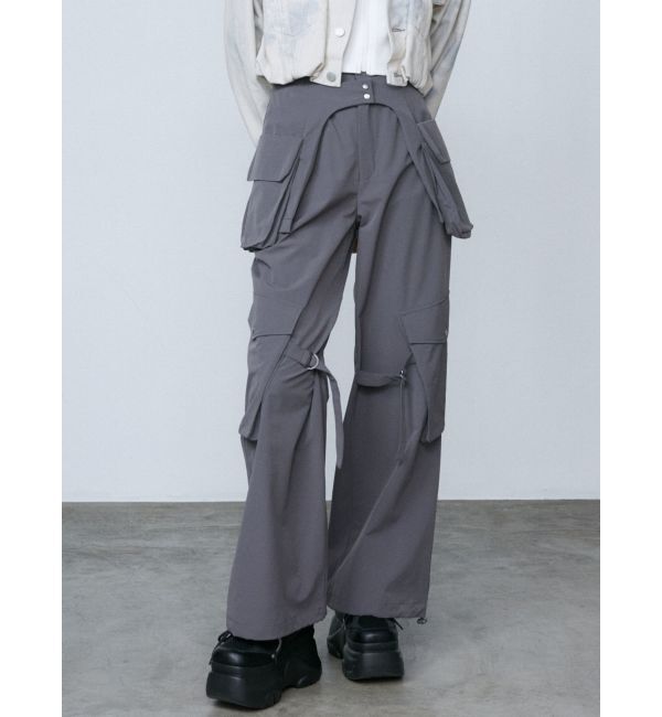 EMODA「レイヤーベルトナイロンフレアパンツ」|その他|グレー