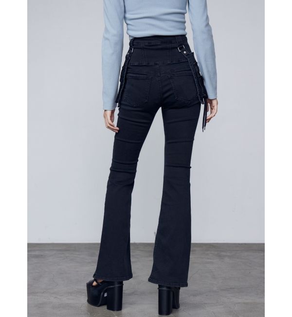 EMODA「ハングリボンフレアハイウエストパギンス」|デニム|