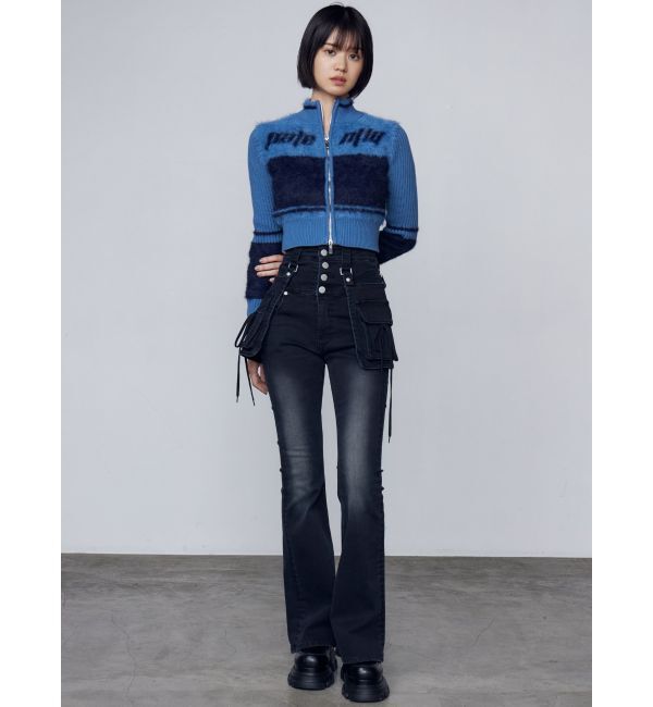 EMODA「ハングリボンフレアハイウエストパギンス」|デニム|