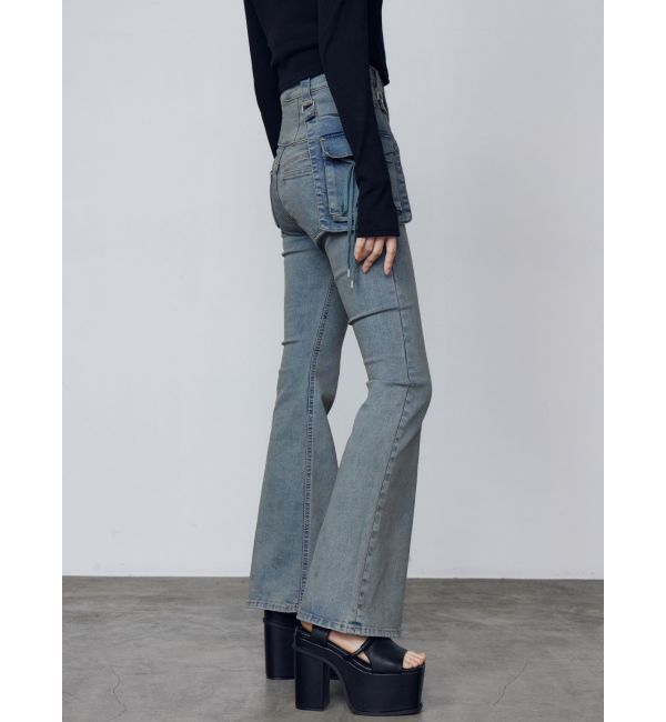 EMODA「ハングリボンフレアハイウエストパギンス」|デニム|