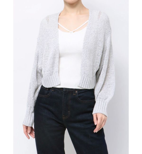 MERCURYDUO「透かし編みラメ混ボレロカーディガン」|カーディガン|ライトグレー