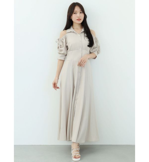 MERCURYDUO「オープンショルダーシャツワンピース」|ワンピース|