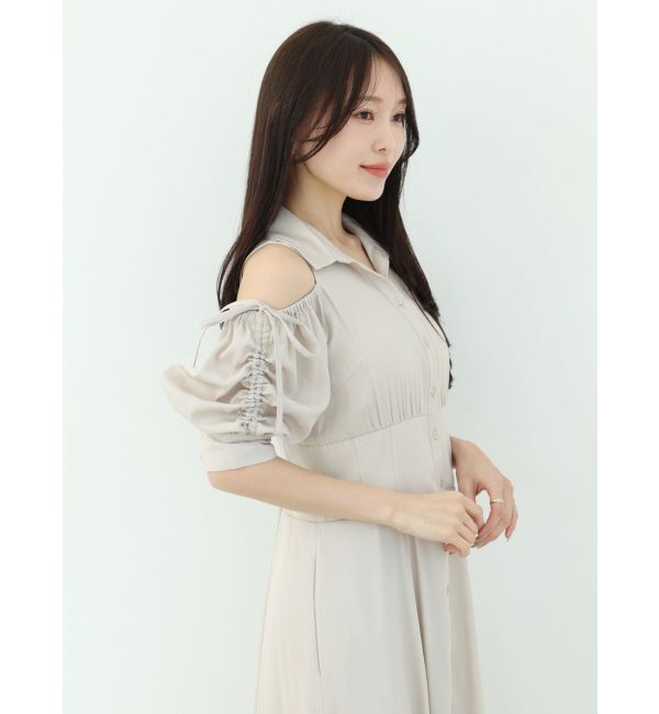 MERCURYDUO「オープンショルダーシャツワンピース」|ワンピース|