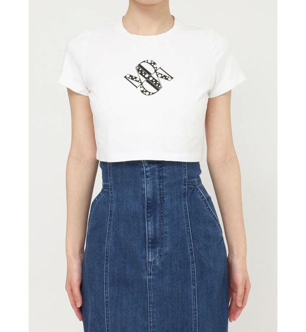 MERCURYDUO「クロップドパールロゴTシャツ」|Tシャツ・カットソー|
