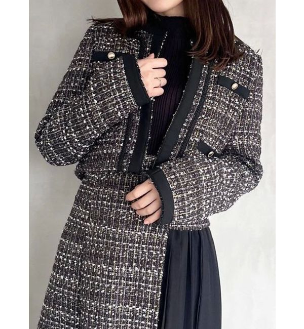 MERCURYDUO「ツイードノーカラージャケット」|ノーカラージャケット|