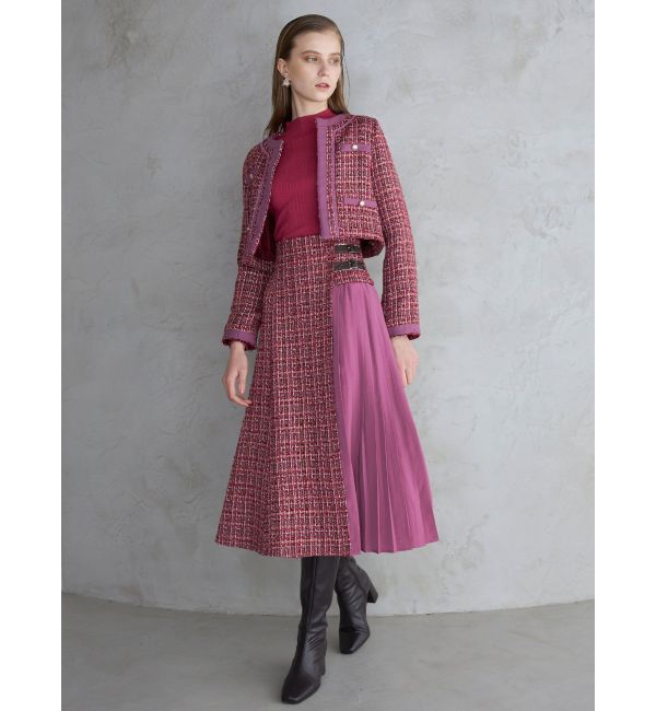 MERCURYDUO「ツイードノーカラージャケット」|ノーカラージャケット|